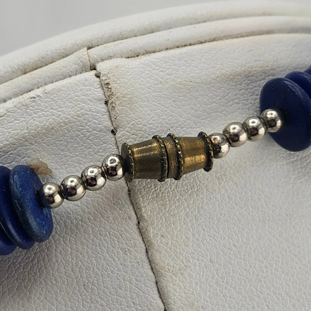 Blue Disc‎ Bead Necklace Vintage Shell Boho Statement Fashion Jewelry